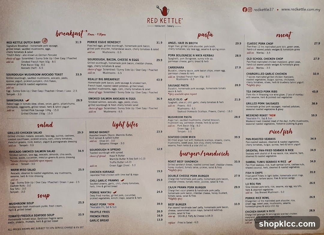 RED KETTLE Menu