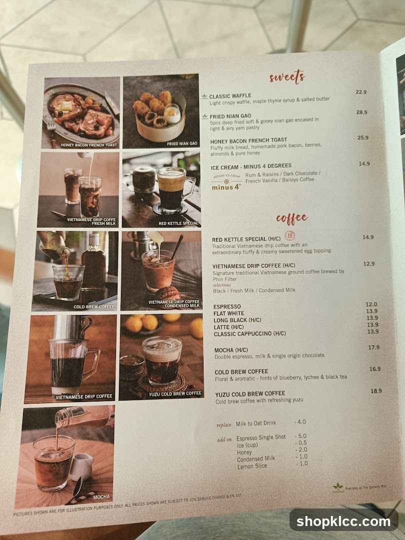 Sweets and Coffee Menu