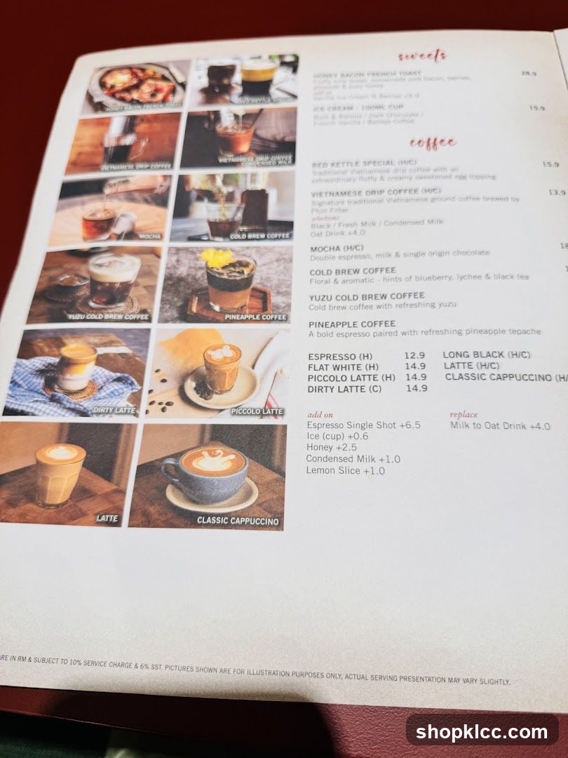 Coffee and Sweets Menu