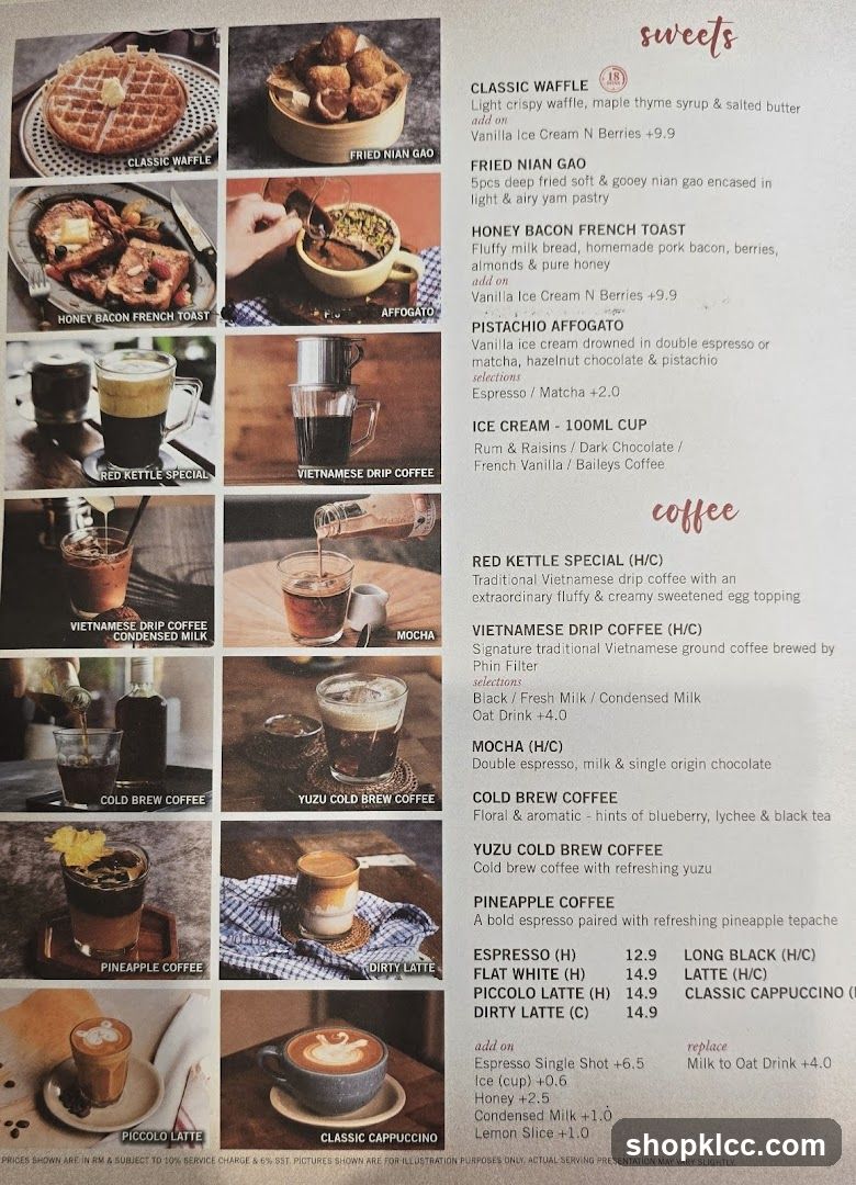 Sweets and Coffee Menu
