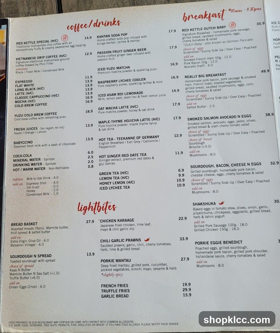 Coffee/Drinks, Breakfast, Lightbites