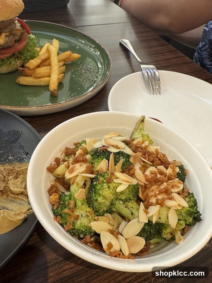 Broccoli with almonds and crispy bits