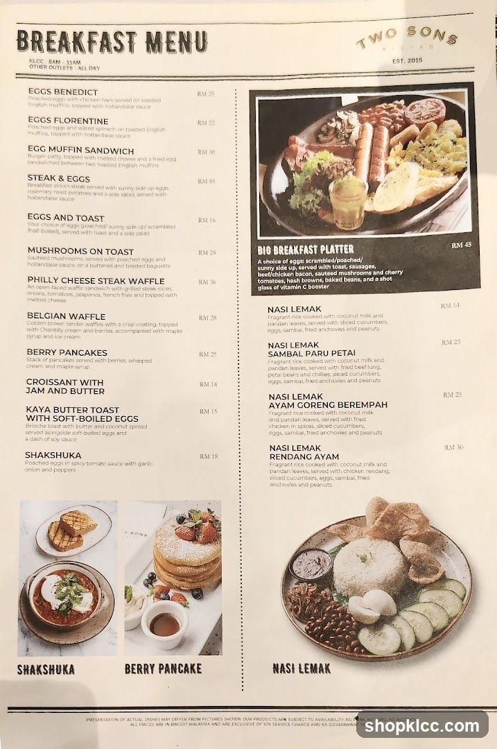 BREAKFAST MENU