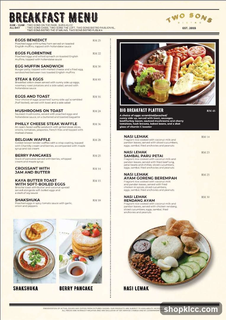BREAKFAST MENU
