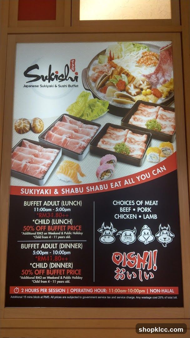 Sukichi Japanese Sukiyaki & Sushi Buffet Menu