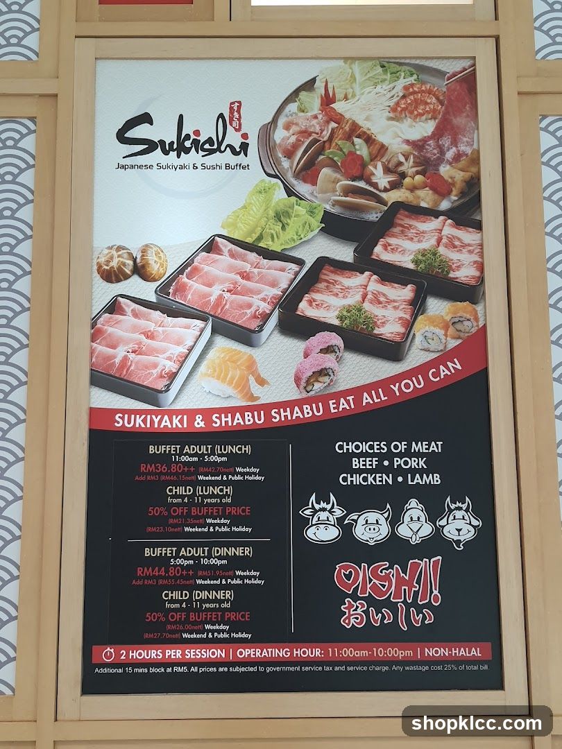 Sukichi Japanese Sukiyaki & Sushi Buffet Menu