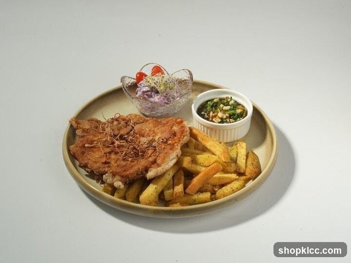 Fried Chicken with Fries and Salad