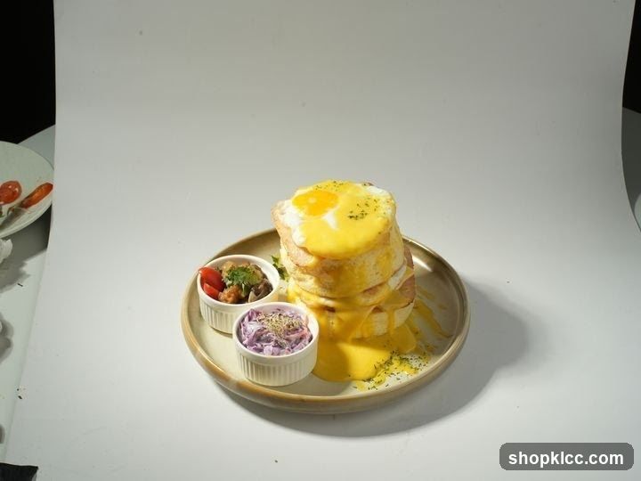 Stack of Pancakes with Egg and Sides