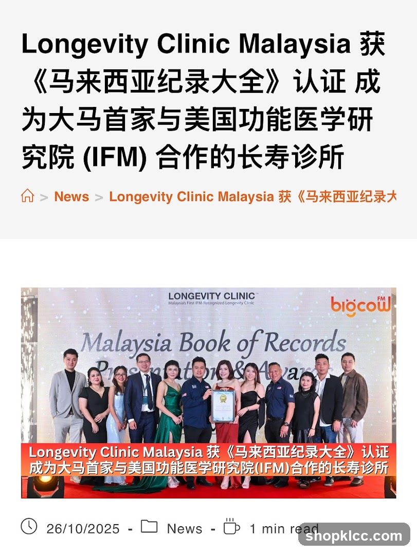 Longevity Clinic Malaysia Recognized by Malaysia Book of Records
