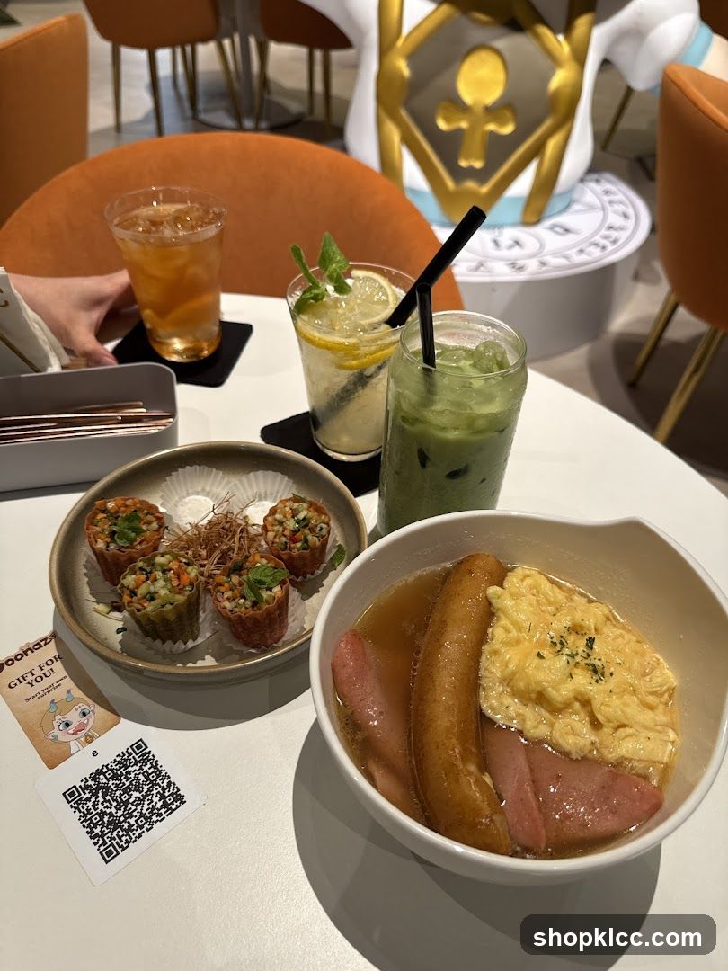 Table with food and drinks