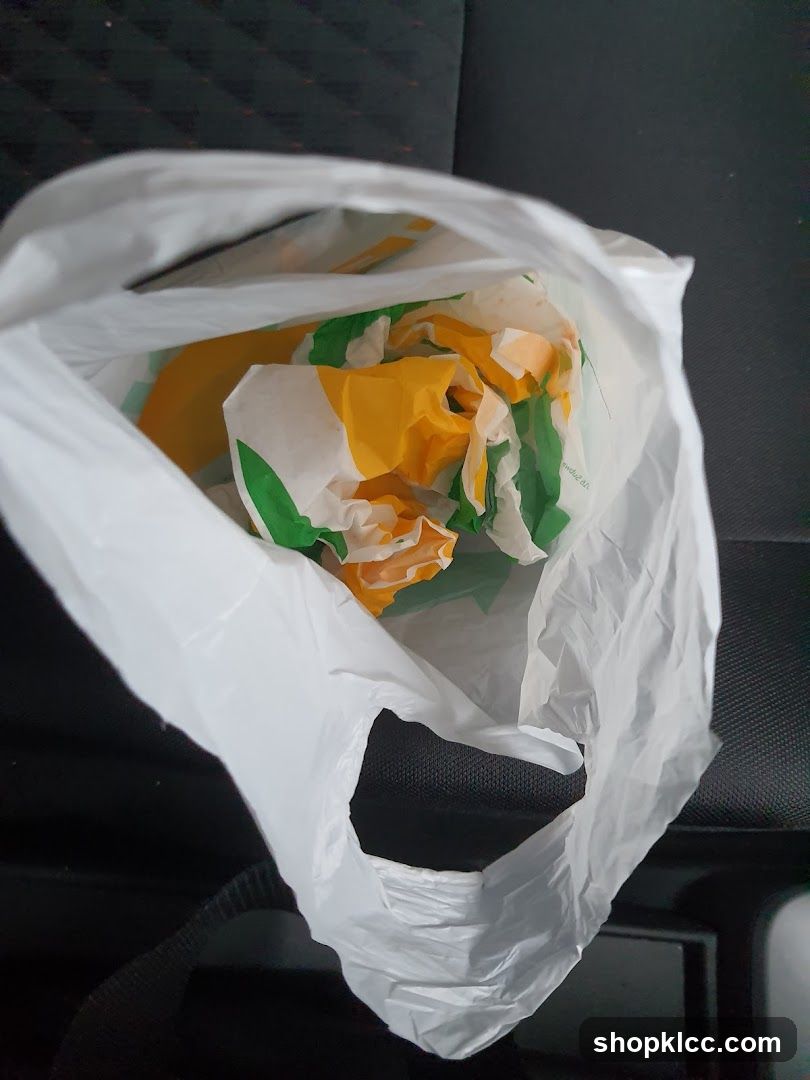 Takeout Bag with Food Wrappers