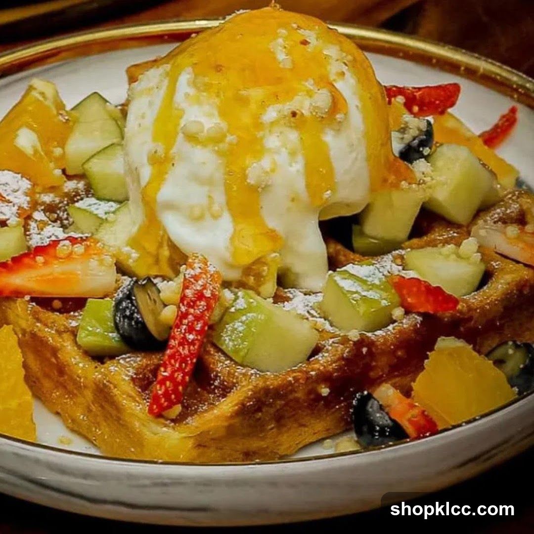 Waffle with Ice Cream and Fruit