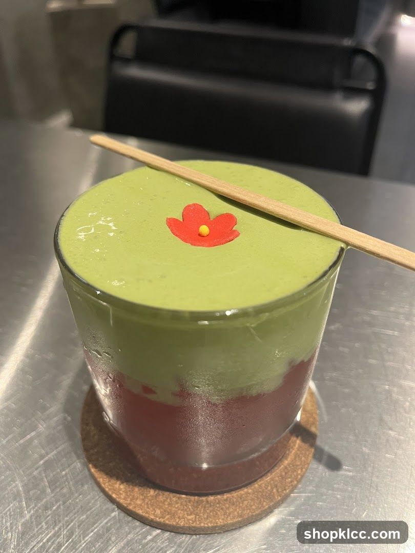 Matcha Drink with Flower Garnish