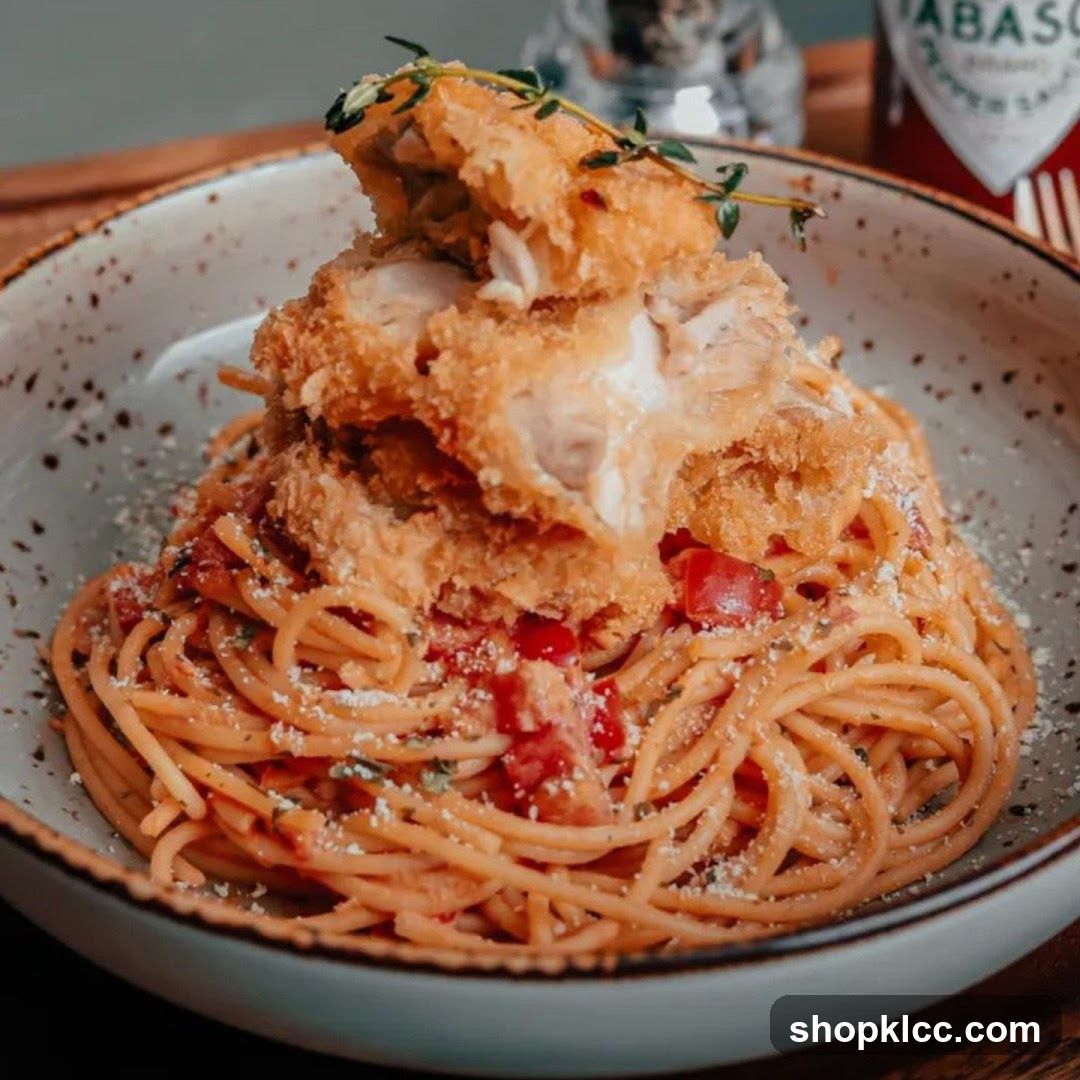 Spaghetti with Fried Chicken
