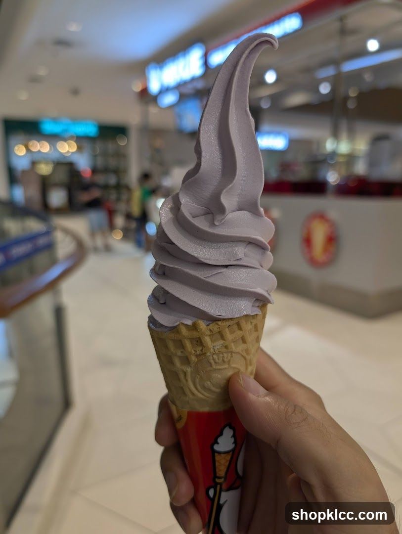 Purple Soft Serve Ice Cream Cone