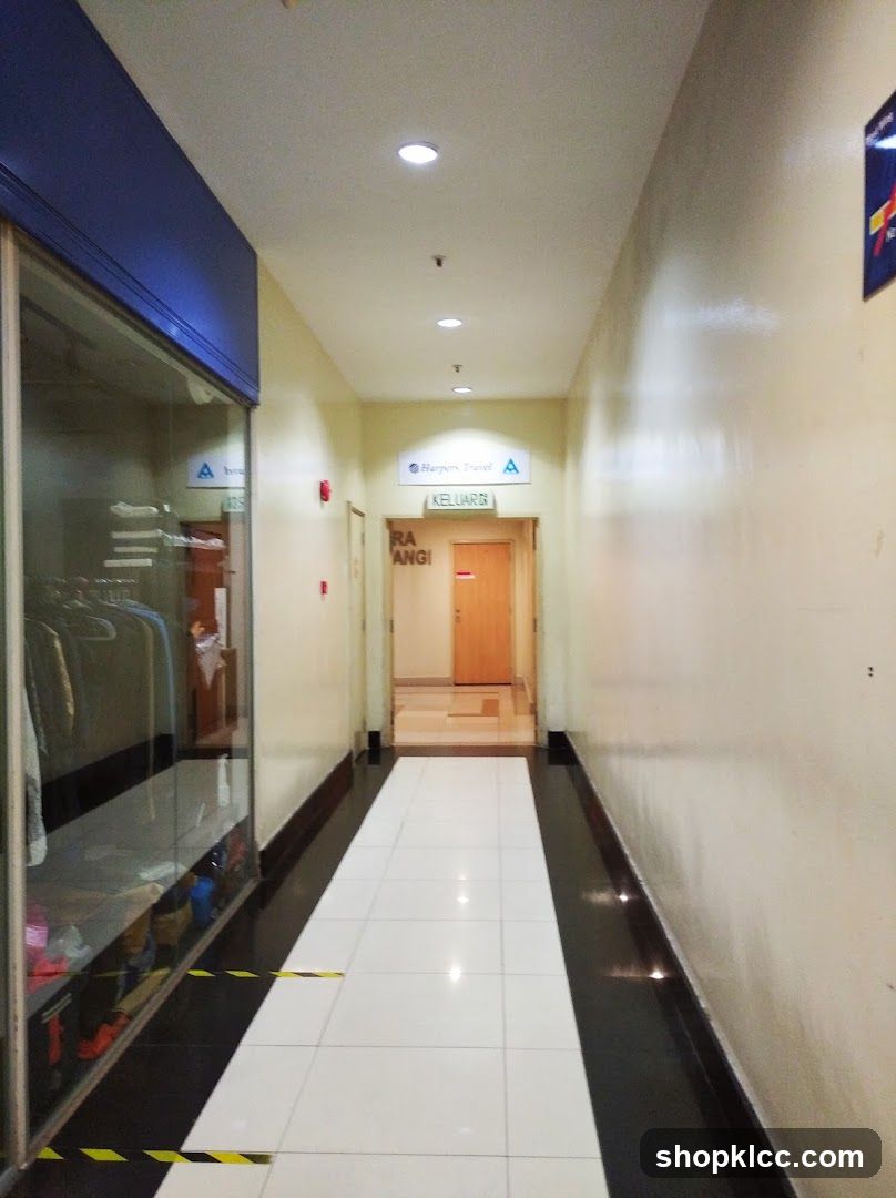 Hallway with store entrance