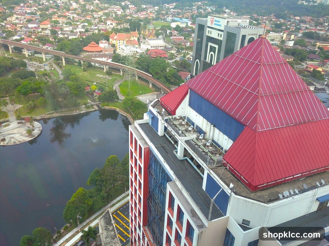 Aerial View of Buildings and Park
