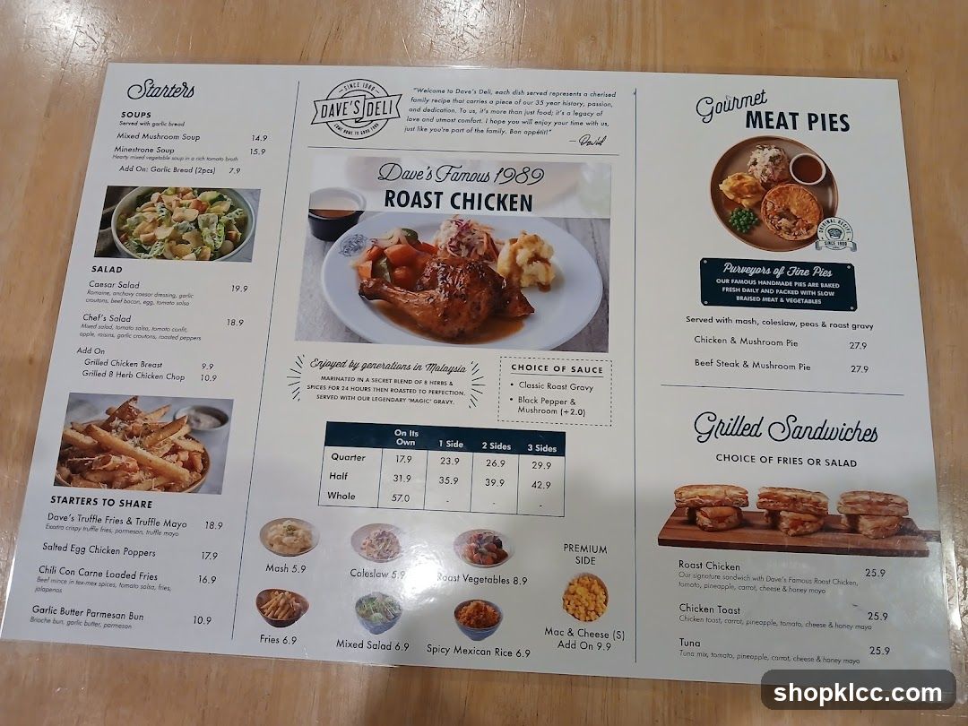 Dave's Deli Menu