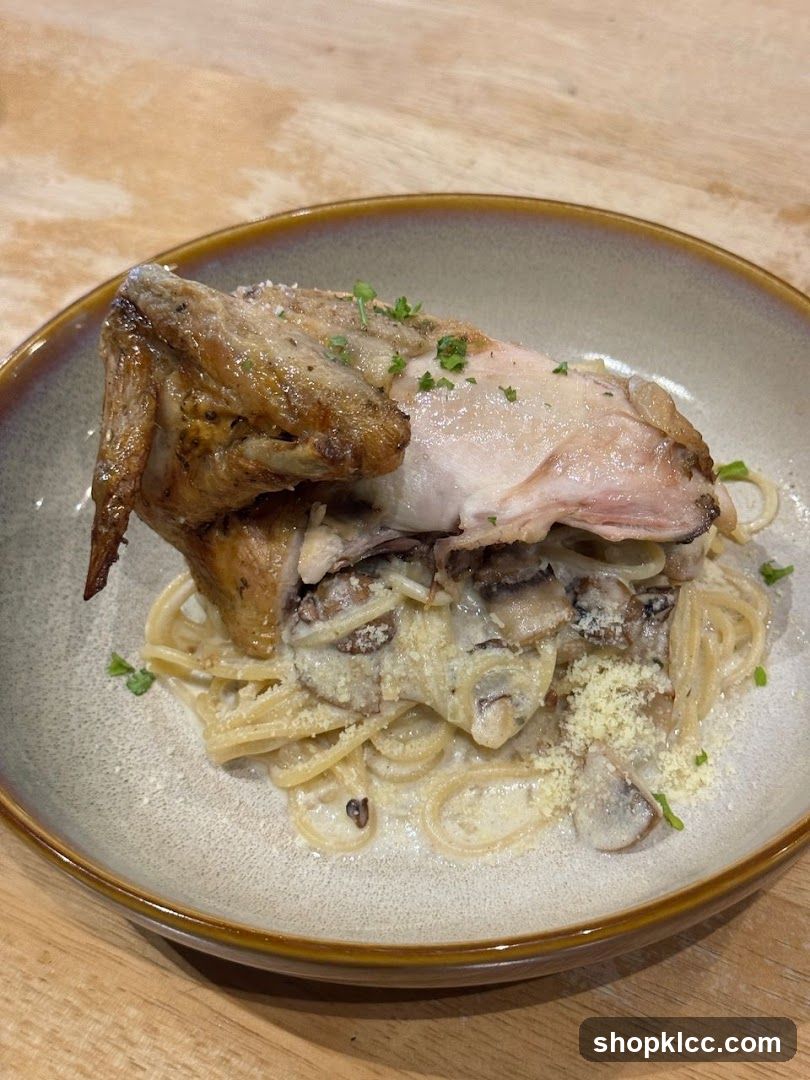 Roasted Chicken with Mushroom Pasta