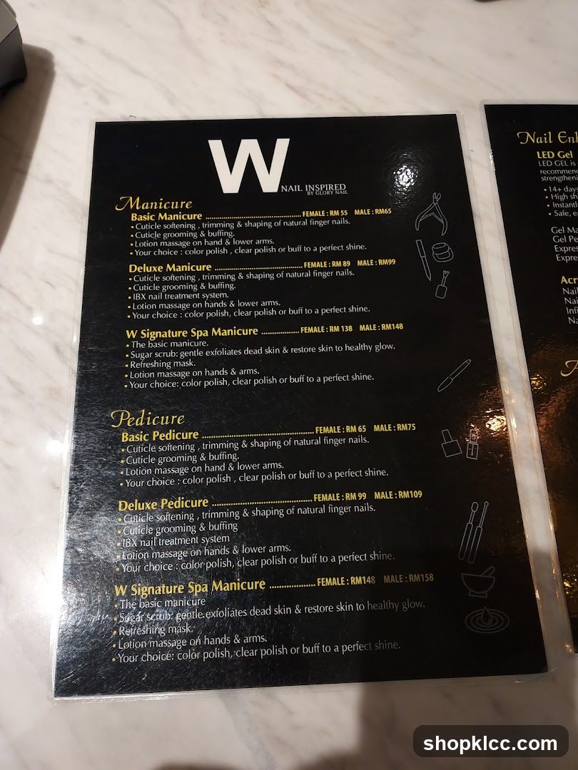 W Nail Inspired Menu
