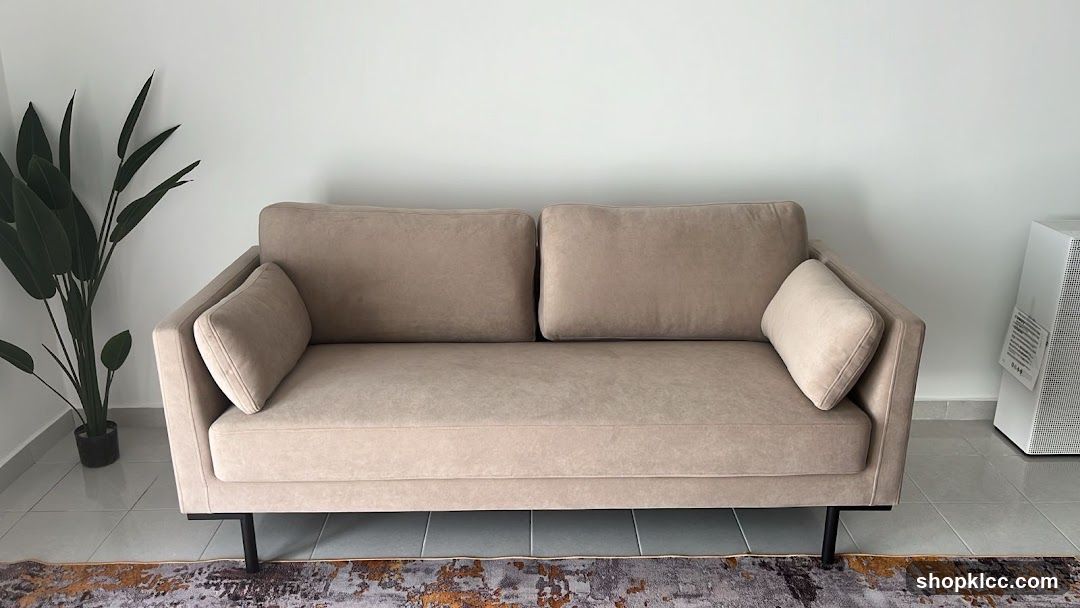 Beige Sofa with Decorative Pillows