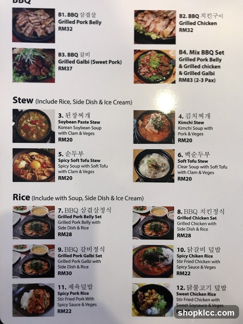 BBQ, Stew, Rice Menu