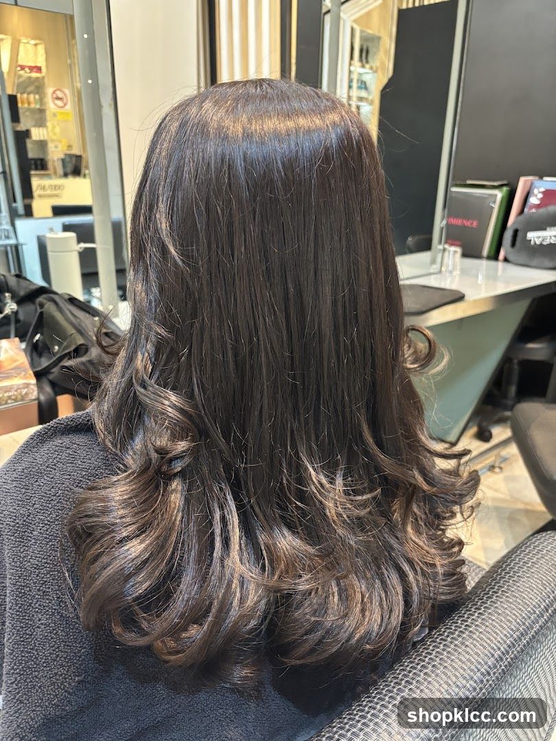 Woman's styled dark hair