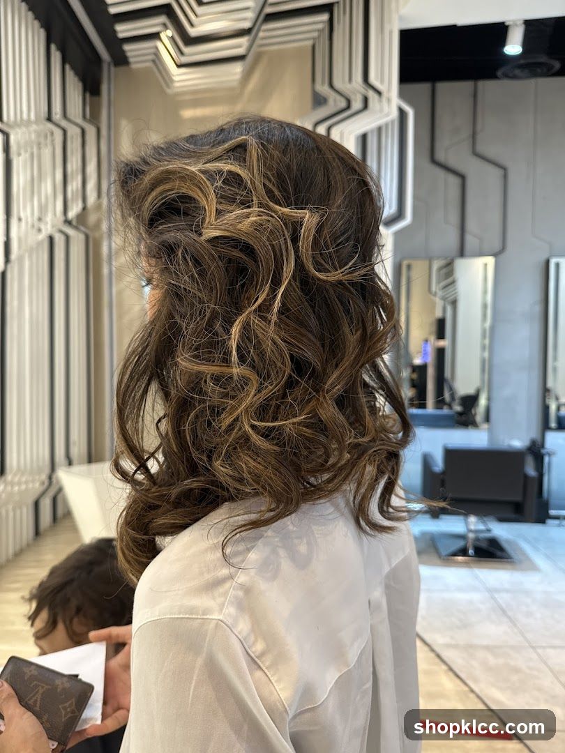 Woman with styled hair in salon