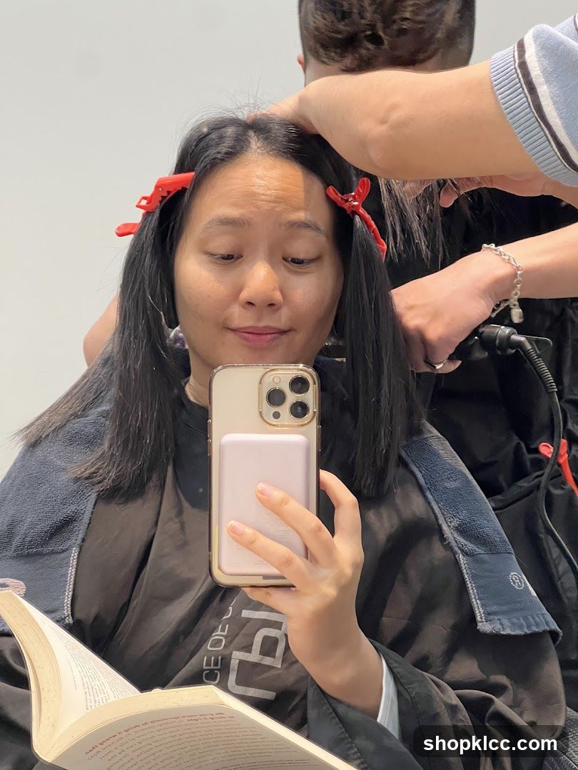 Woman getting her hair done