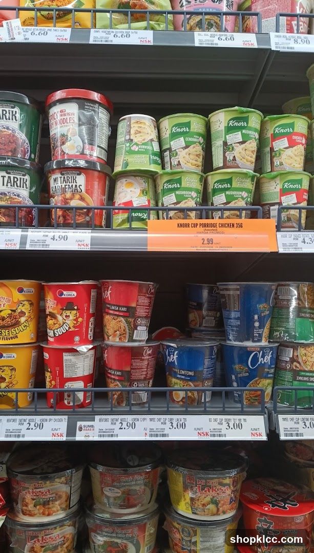 Assortment of Instant Noodles and Porridge Cups