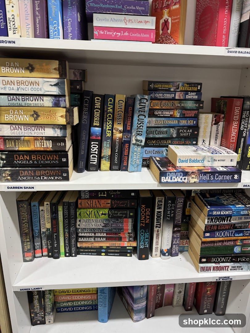 Bookshelves filled with novels
