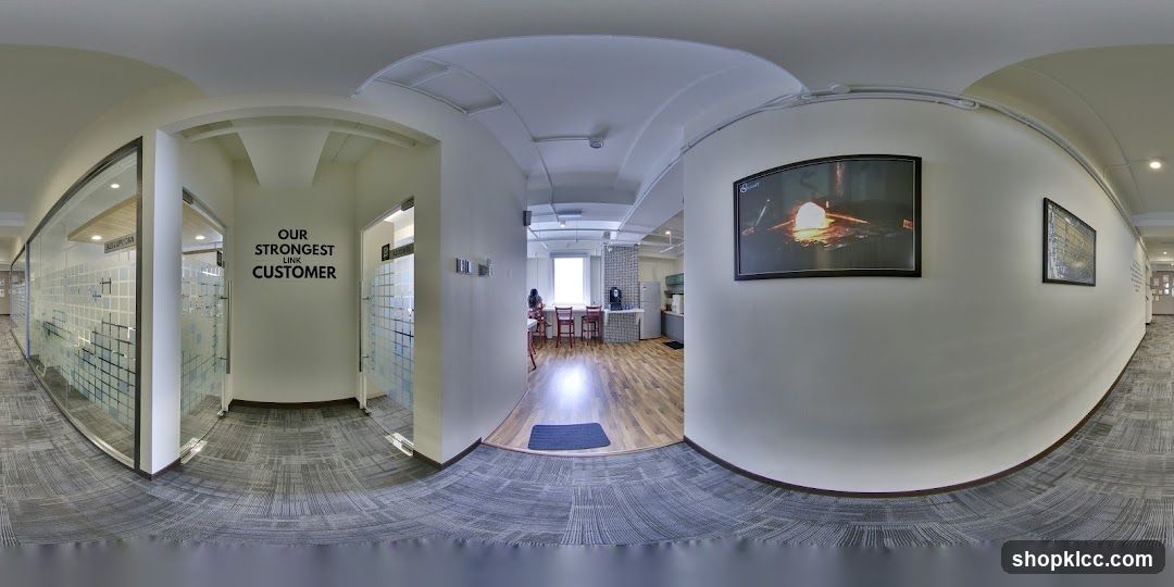 Office Interior with Artwork and Kitchenette