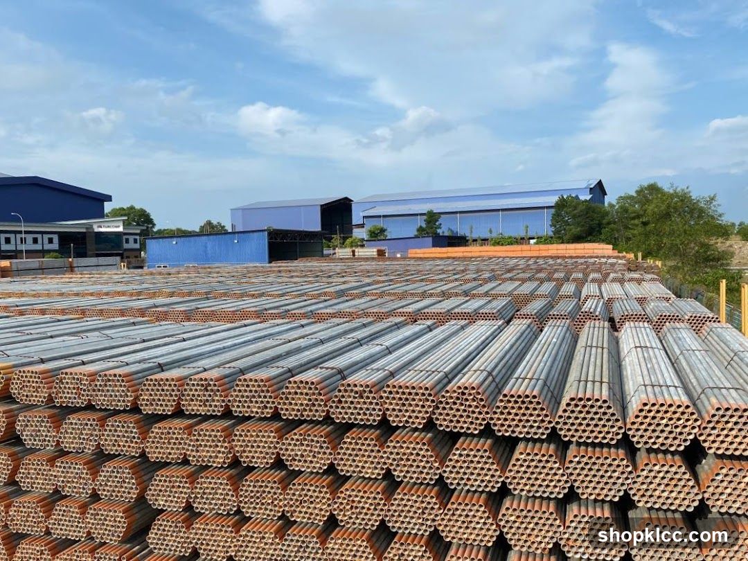 Industrial Site with Stored Pipes