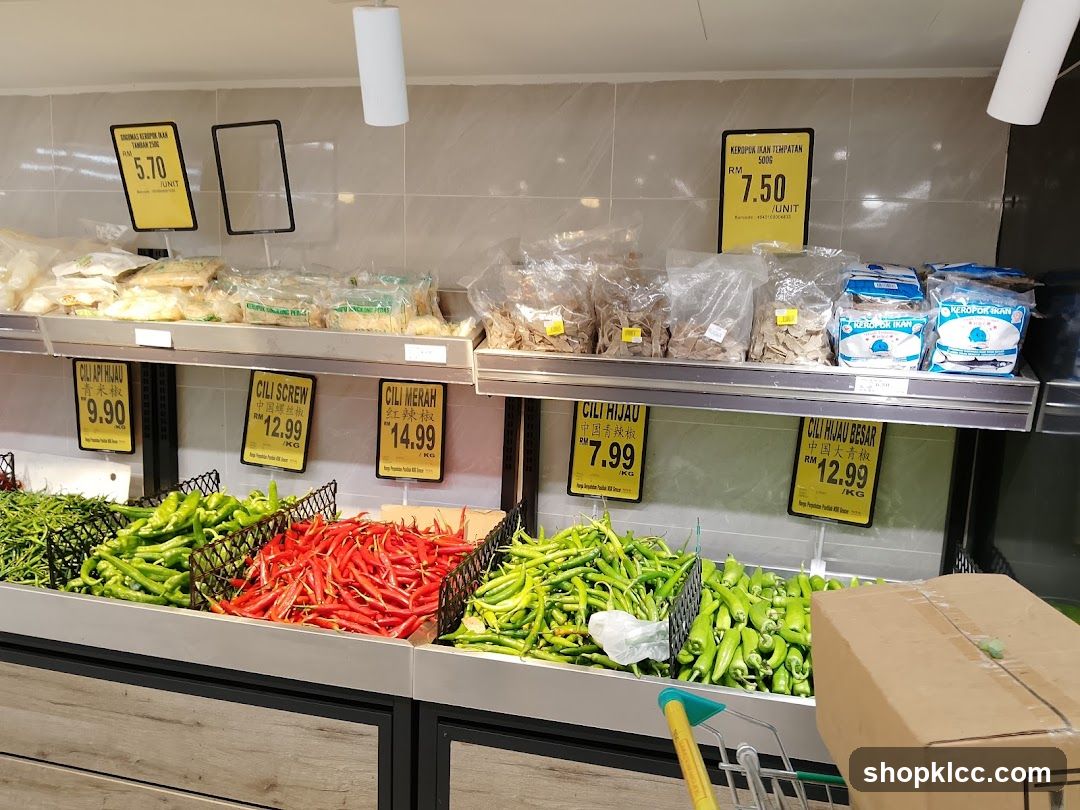Produce aisle in a supermarket
