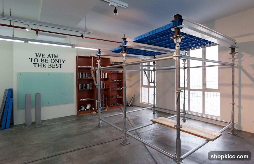 Scaffolding structure in a room