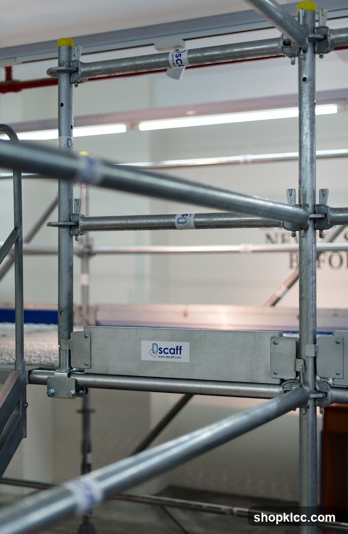 Scaffolding with company logo