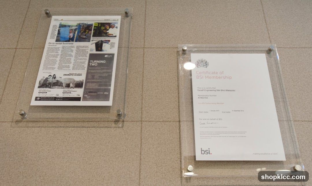 Framed Certificates and Article
