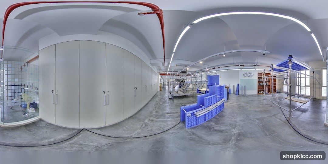 Office space with construction materials