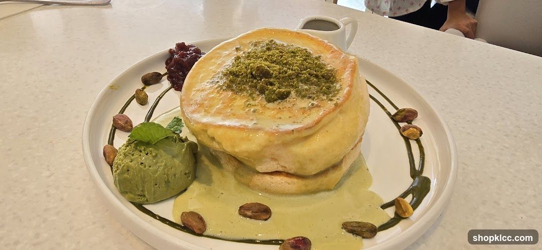 Pancakes with Matcha Ice Cream