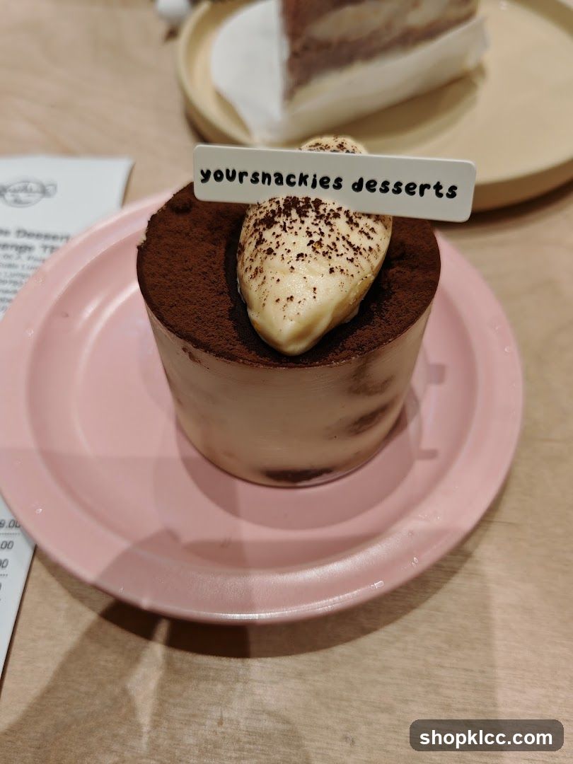 Dessert with "yourshackies desserts" topper