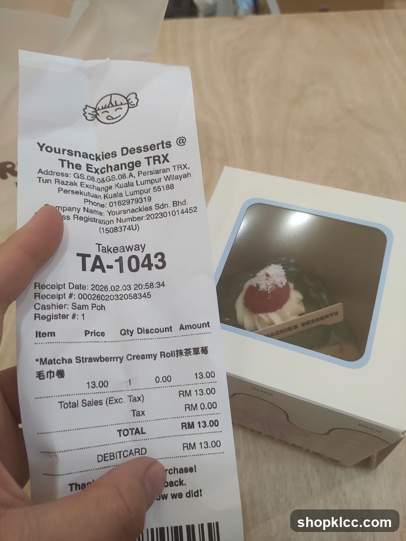 Dessert Receipt and Box
