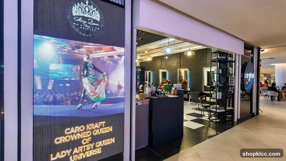 Hair Salon Interior with Digital Display