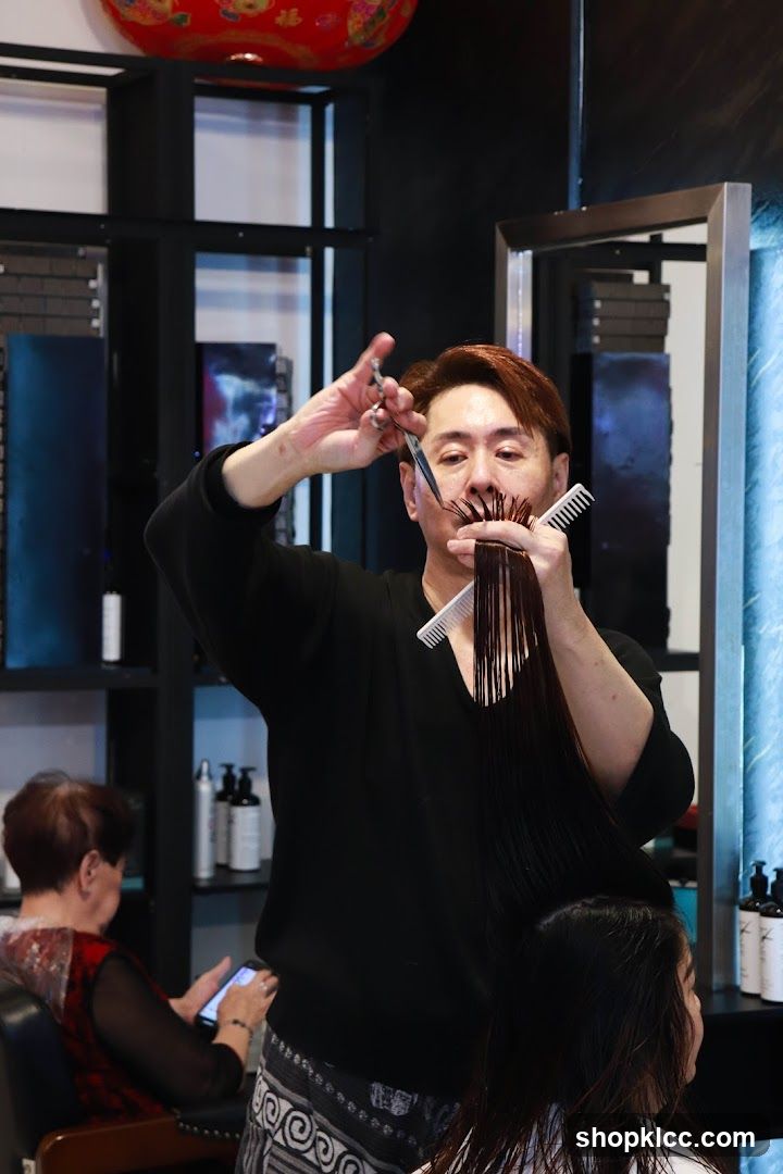 Hairdresser cutting hair