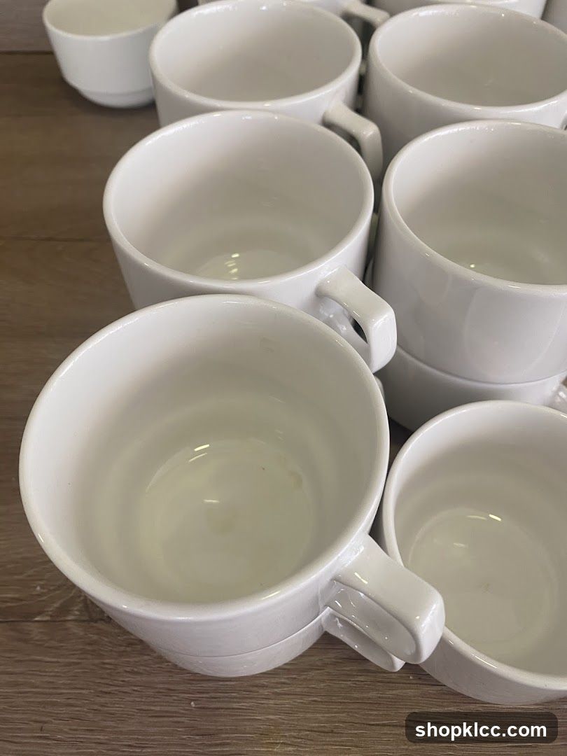 Stack of White Ceramic Cups