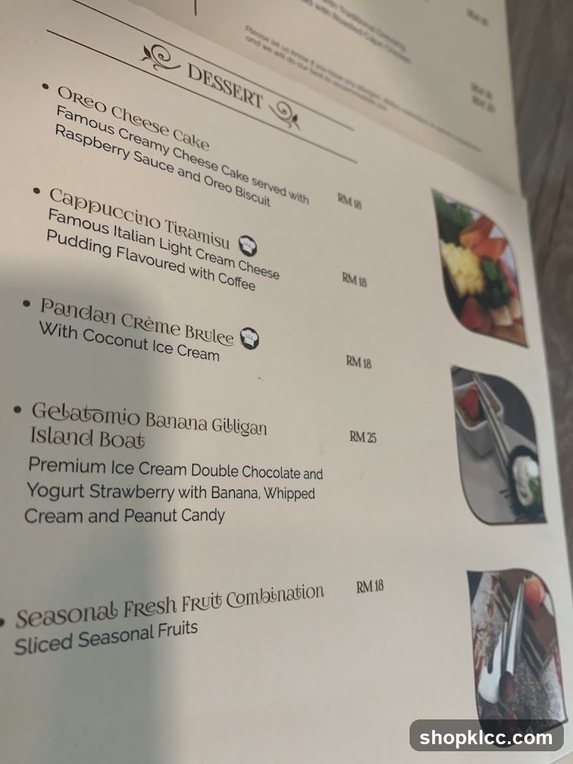 Dessert Menu