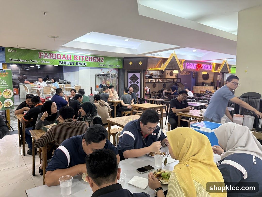 People eating at a food court