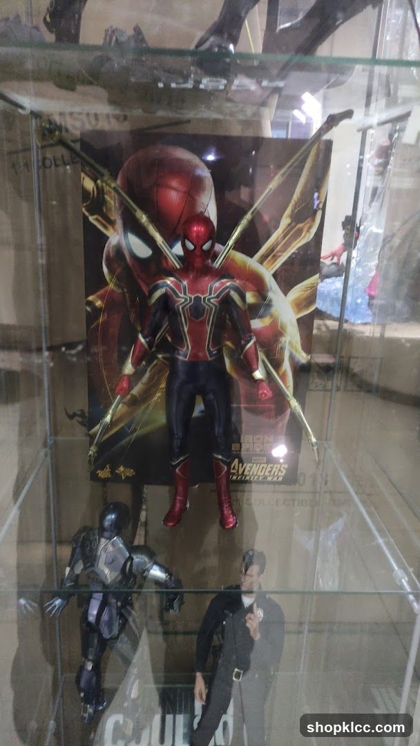 Action figures in a display case