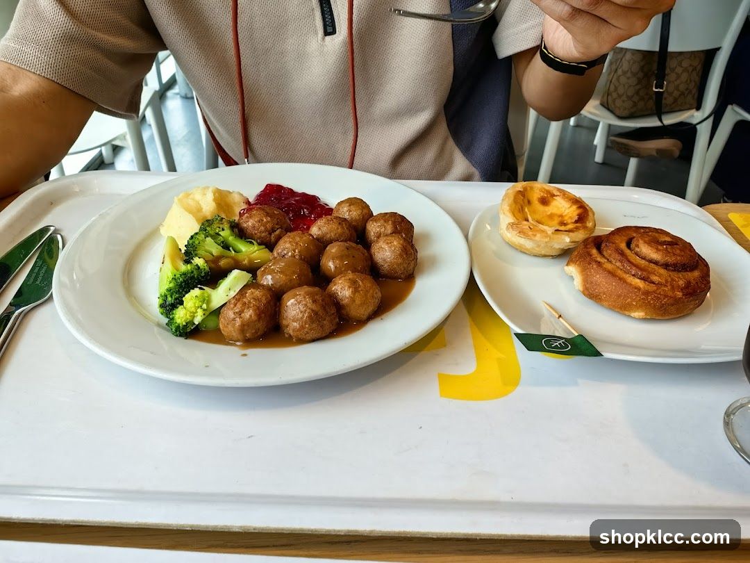 Meatballs with sides and pastry