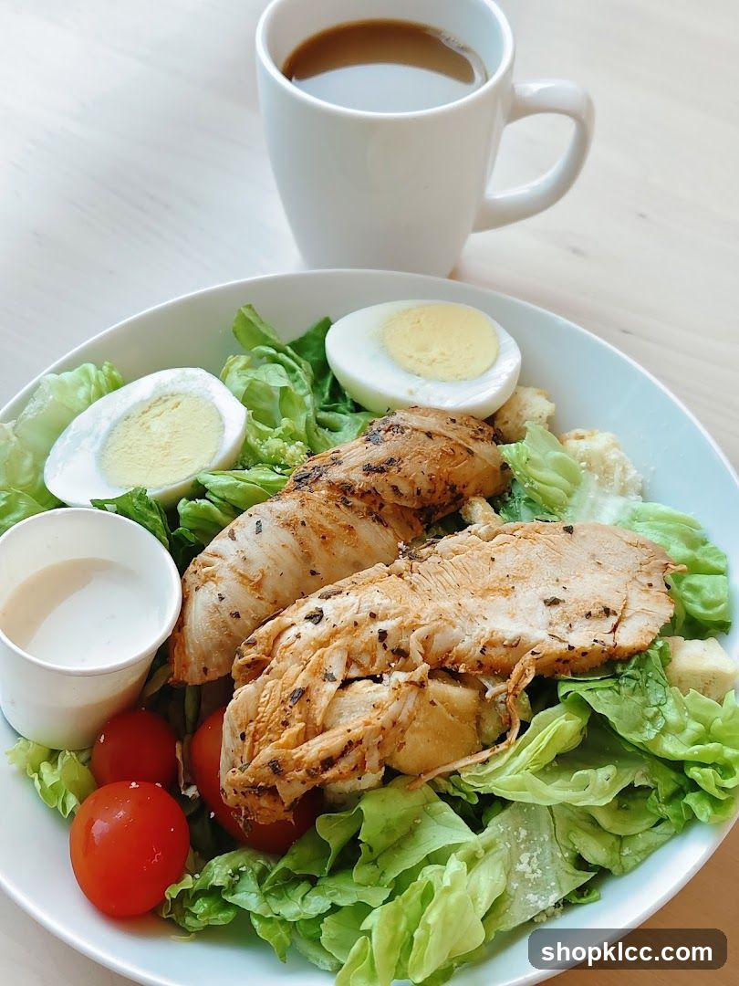 Chicken Caesar Salad with Coffee