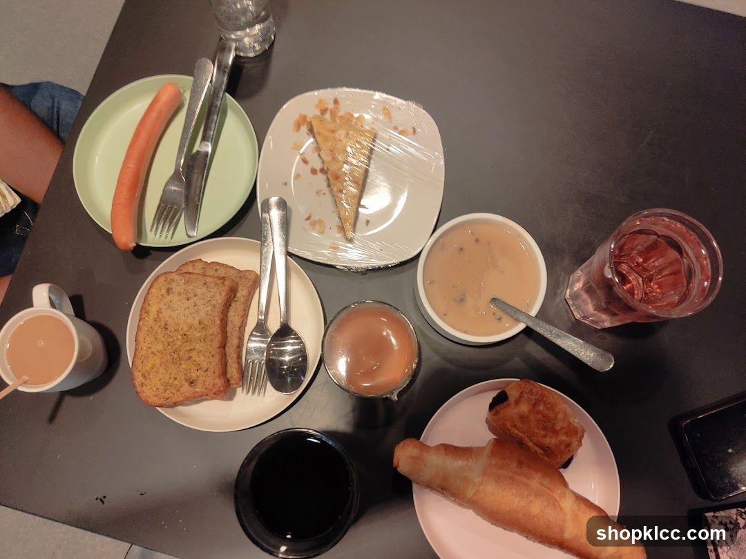 Table with food and drinks